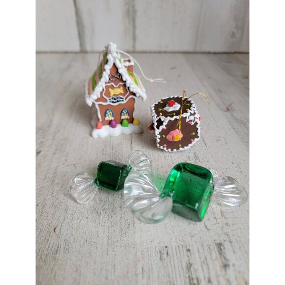 Gingerbread house green candy ornament Xmas tree set - Picture 7 of 7